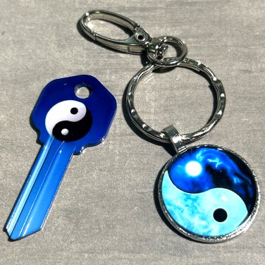 YIN YANG Key Blank PLUS KEY CHAIN & LOBSTER CLAW-HOME HOUSE KEYS KWIKSET KW-1
