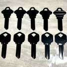 MIXED LOT OF 10 KW-1 & Schlage SC-1 BLACK Lightweight Aluminum Key Blanks