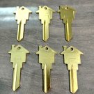 6 PACK SCHLAGE SC1 House Shaped Key Blank Brass Easy Find Keys REAL ESTATE PROMO