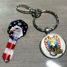 USA EAGLE Key Blank PLUS KEY CHAIN & LOBSTER CLAW-HOME HOUSE KEYS KWIKSET KW-1