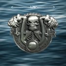 LARGE BIKER SKULL RIDER GOTHIC VEST PIN- BIG METAL 1.75" NEW!