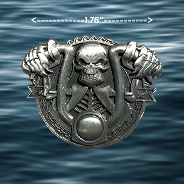 LARGE BIKER SKULL RIDER GOTHIC VEST PIN- BIG METAL 1.75" NEW!