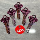 5X-DIVA PINK LEOPARD KEYS Uncut NEW House Key Blanks HOUSE SCHLAGE SC-1