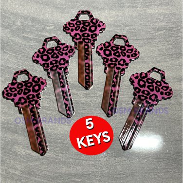 5X-DIVA PINK LEOPARD KEYS Uncut NEW House Key Blanks HOUSE SCHLAGE SC-1