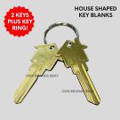 House Shaped Key Blank 2 PACK W RING SCHLAGE SC-1 BRASS REAL ESTATE-MORTGAGE