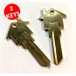 House Shaped Key Blank 2 PACK W RING SCHLAGE SC-1 BRASS REAL ESTATE-MORTGAGE