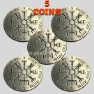 LOT OF 5 Norse Viking Rune Vegvisir Compass Challenge Coin SPECIAL OFFER!