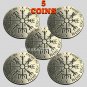 LOT OF 5 Norse Viking Rune Vegvisir Compass Challenge Coin SPECIAL OFFER!