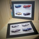 American muscle car prints x 2, 10" x 8" mounted in black frame mounts