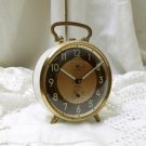 Working Vintage French Art Deco Alarm Clock White and Brass Plated Alarm Clock/ French Decor