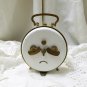 Working Vintage French Art Deco Alarm Clock White and Brass Plated Alarm Clock/ French Decor