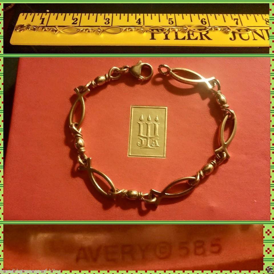 JAMES AVERY 14K YELLOW Gold ICHTHUS FISH BRACELET - SIZE MEDIUM - RETAIL $1,500