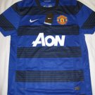 Manchester United Men's Large Nike Dri-Fit Aon Blue/Black Striped Home Jersey