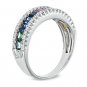 GORGEOUS 14KT WHITE GOLD MULTI COLOR SAPPHIRE GEMSTONE DIAMOND BAND