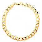 GORGEOUS 10KT YELLOW GOLD MENS CURB LINK BRACELET 8 INCHES 6.5MM WIDE