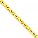 GORGEOUS FANCY POSISHED 14KT YELLOW GOLD MENS  BYZANTINE CHAIN BRACELET 9 INCHES 5.20 MM WIDE