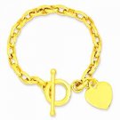 GORGEOUS 14KT YELLOW GOLD LADIES HEART TOGGLE LINK BRACELET 7.5 INCHES