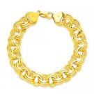 GORGEOUS 14KT YELLOW GOLD LADIES TRIPLE LINK 14MM WIDE BRACELET 7.5 INCHES