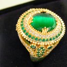 GORGEOUS faux EMERALD N CAT'S EYE 925 STERLING SILVER RING with WHITE TOPAZ GORGEOUS faux EMERALD N CAT'S EYE 925 STERLING SILVER RING with WHITE TOPAZ