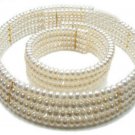 SIMILAR PRINCESS D GENUINE FRESHWATER 4 ROW PEARL COLLAR NECKLACE AND BRACELET SET SIMILAR PRINCESS D GENUINE FRESHWATER 4 ROW PEARL COLLAR NECKLACE AND BRACELET SET