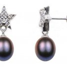 2 GORGEOUS STERLING SILVER STAR FRESH WATER BLACK n WHITE PEARL EARINGS 2 GORGEOUS STERLING SILVER STAR FRESH WATER BLACK n WHITE PEARL EARINGS