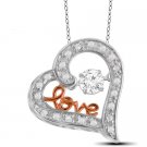 GORGEOUS 10KT WHITE GOLD DIAMOND HEART LOVE PENDANT NECKLACE CHAIN