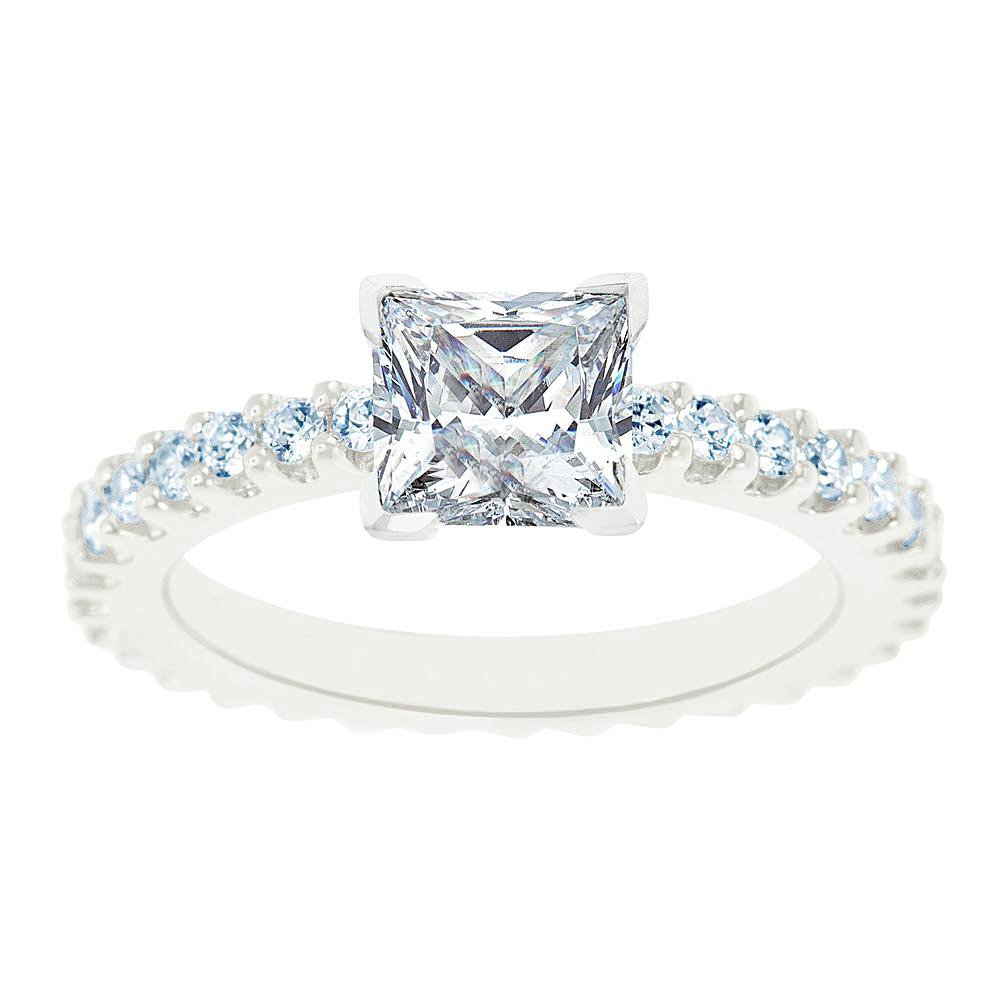 GORGEOUS 14kt White Gold HIGH QUALITY ETERNITY PRINCESS CUT 1.10 CARAT DIAMOND ENGAGEMENT RING