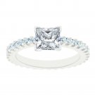GORGEOUS 14kt White Gold HIGH QUALITY ETERNITY PRINCESS CUT 1.10 CARAT DIAMOND ENGAGEMENT RING