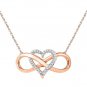 GORGEOUS INFINITY HEART LOVE ROSE/PINK GOLD PENDANT NECKLACE CHAIN