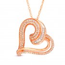 1/4 CTW Baguette and Round Diamond Tilted Heart Pendant in 10KT Rose Gold 1/4 CTW Baguette and Round Diamond Tilted Heart Pendant in 10KT Rose Gold