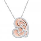 GORGEOUS 10KT ROSE GOLD DIAMOND HEART PENDANT NECKLACE CHAIN