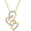 GORGEOUS 10KT YELLOW GOLD DIAMOND DOUBLE HEART PENDANT NECKLACE CHAIN GORGEOUS 10KT YELLOW GOLD DIAMOND DOUBLE HEART PENDANT NECKLACE CHAIN