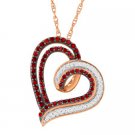 GORGEOUS 10KT ROSE GOLD COGNAC DIAMONDS DOUBLE HEART PENDANT NECKLACE CHAIN GORGEOUS 10KT ROSE GOLD COGNAC DIAMONDS DOUBLE HEART PENDANT NECKLACE CHAIN