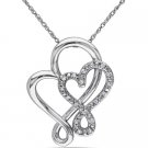 GORGEOUS 10KT white GOLD DIAMOND DOUBLE HEART PENDANT NECKLACE CHAIN MOTHER'S GIFT GORGEOUS 10KT white GOLD DIAMOND DOUBLE HEART PENDANT NECKLACE CHAIN MOTHER'S GIFT