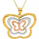GORGEOUS 10KT ROSE YELLOW WHITE GOLD BUTTERFLY PENDANT WITH CHAIN NECKALCE GORGEOUS 10KT ROSE YELLOW WHITE GOLD BUTTERFLY PENDANT WITH CHAIN NECKALCE