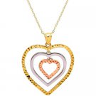 GORGEOUS 10KT ROSE YELLOW WHITE GOLD HEARTS PENDANT WITH CHAIN NECKALCE GORGEOUS 10KT ROSE YELLOW WHITE GOLD HEARTS PENDANT WITH CHAIN NECKALCE