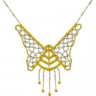 GORGEOUS 10KT YELLOW WHITE GOLD PLUS SS BUTTERFLY PENDANT WITH CHAIN NECKALCE