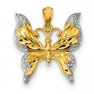 GORGEOUS 14KT YELLOW GOLD DIAMOND CUT POLISHED PENDANT with RHODIUM