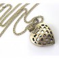 Vintage RED ruby jewelry pendant necklace Peach Palace Carved angel wings Heart Love long chain