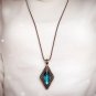 Vintage BLUE ruby jewelry pendant necklace Peach Palace Carved angel wings Heart Love long chain