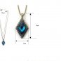 Vintage BLUE ruby jewelry pendant necklace Peach Palace Carved angel wings Heart Love long chain