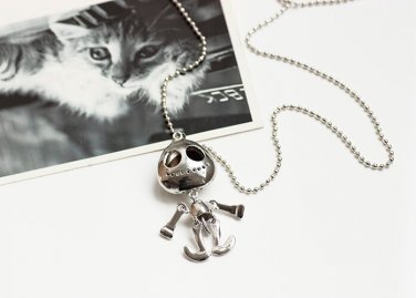 Style Vintage Silver Color Jewelry big eyes UFO Alien Skull Head Pendants Long Chain Necklaces