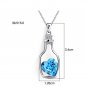 Love Heart Crystals Wish  Bottle Yellow Pendant Necklace Silver Plated Chain New Fashion For Women
