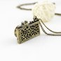 Blue Vintage Jewelry Anitque Gold Long Chain Enamel Camera Pendant Bijoux Women Necklaces & Pendants