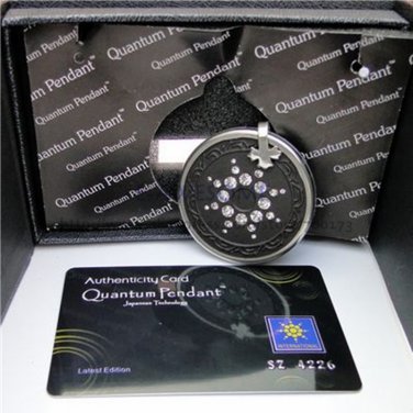 Quantum Scalar Energy Pendant with Germanium & Far Infrared & Tourmaline Stone on back + Ion Card