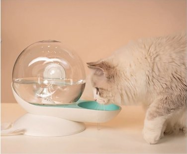 Automatic Cat Water Bubble Fountain Water Dispenser & Auto Pet Food Dispenser