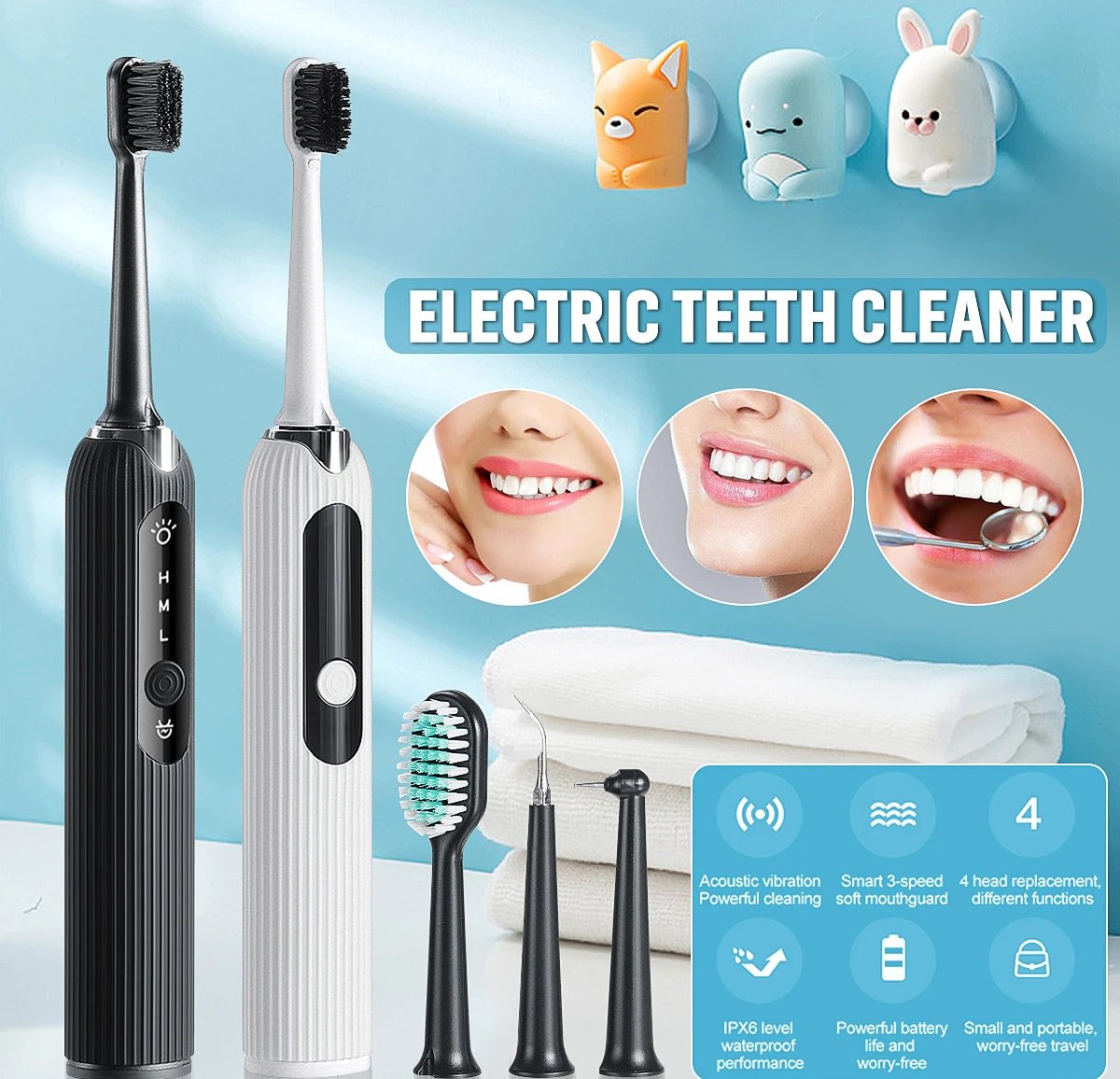 Sonic Dental Scaler High Frequency Vibration Tooth Stains Tartar Plaque