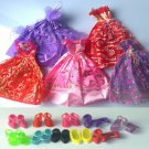 Lot 15 Items 5 Pcs Handmade Dresses and Clothes 10 Shoes For Barbie Doll
