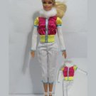 Original For Barbie White Rose Set of Clothes coat pants