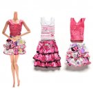 2 Pcs / set Skirt Short-sleeved T-shirt lot for Barbie Handmade